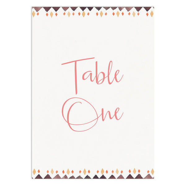 Boho Floral Table Numbers - Russet and Gray