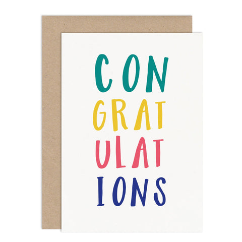 Typographic Congratulations Card - Russet and Gray