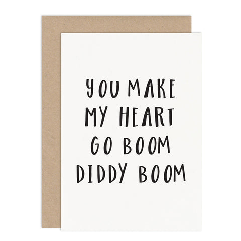 Boom Diddy Boom Valentines Card - Russet and Gray