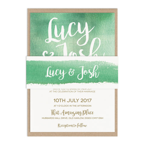 Green Watercolour Wedding Stationery