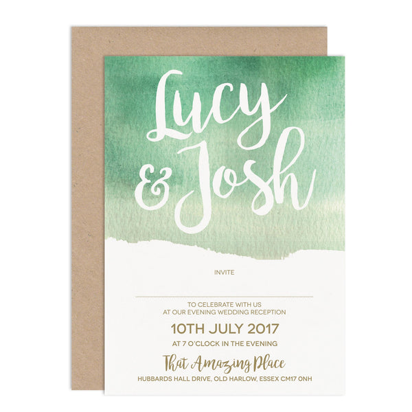 Green Botanical Watercolour Wedding Invitation