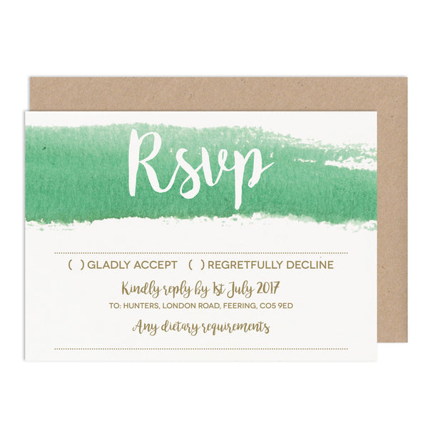 Green Watercolour Wedding RSVP