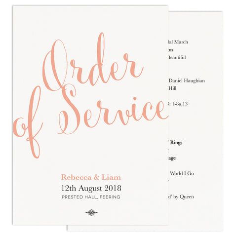 Calligraphy Script Wedding Order of Service Card