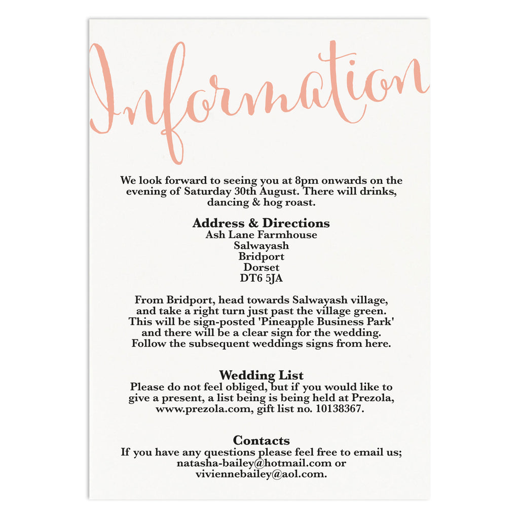 Calligraphy Script Information Card - Russet and Gray
