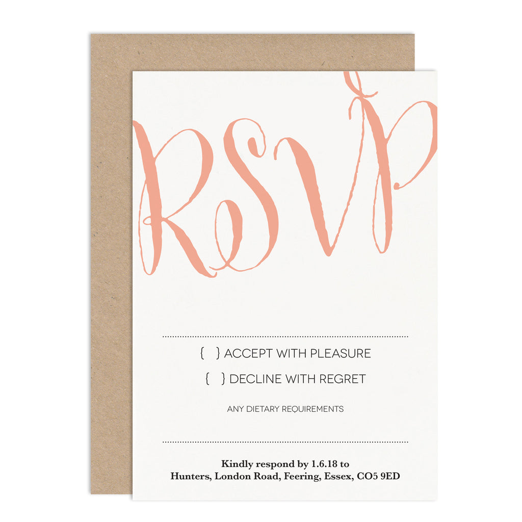 Calligraphy Script RSVP Card - Russet and Gray