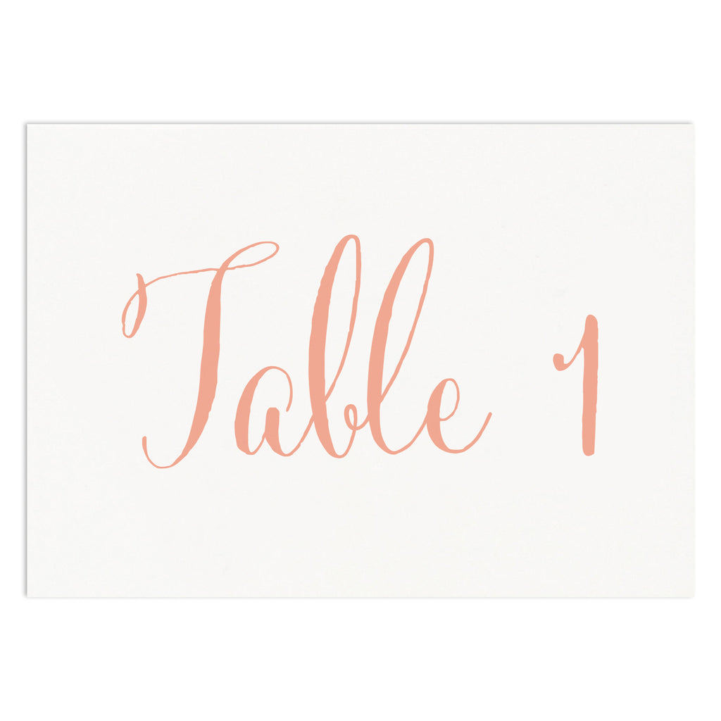 Calligraphy Script Table Numbers - Russet and Gray