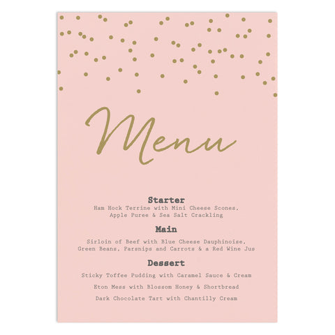 Confetti Wedding Menu