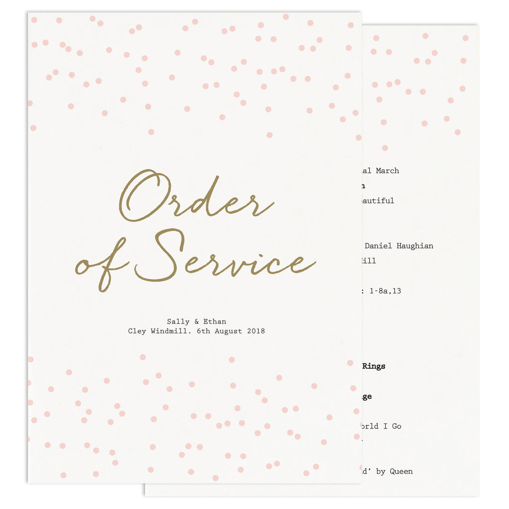 Confetti Wedding Order Of Service Cards