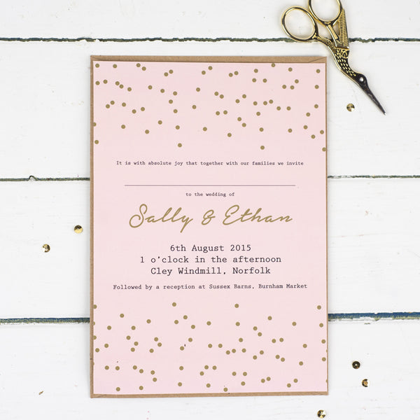 Confetti Wedding Invitations - Russet and Gray