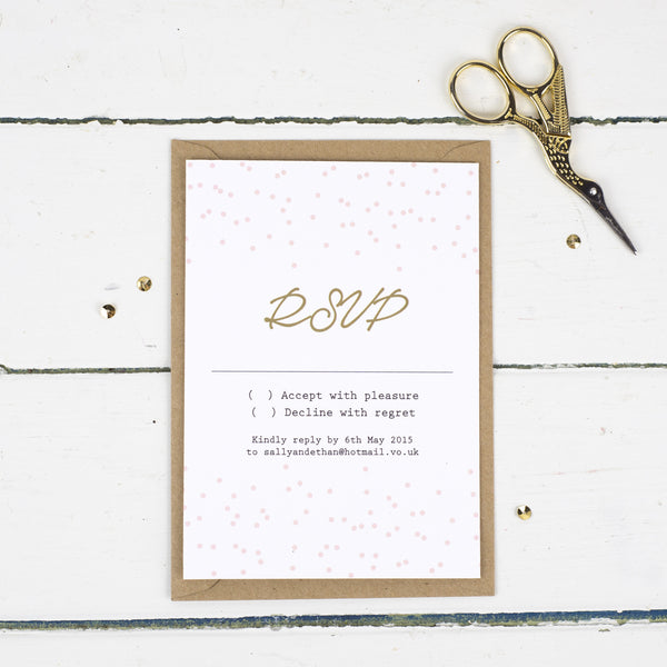 Confetti RSVP Card - Russet and Gray