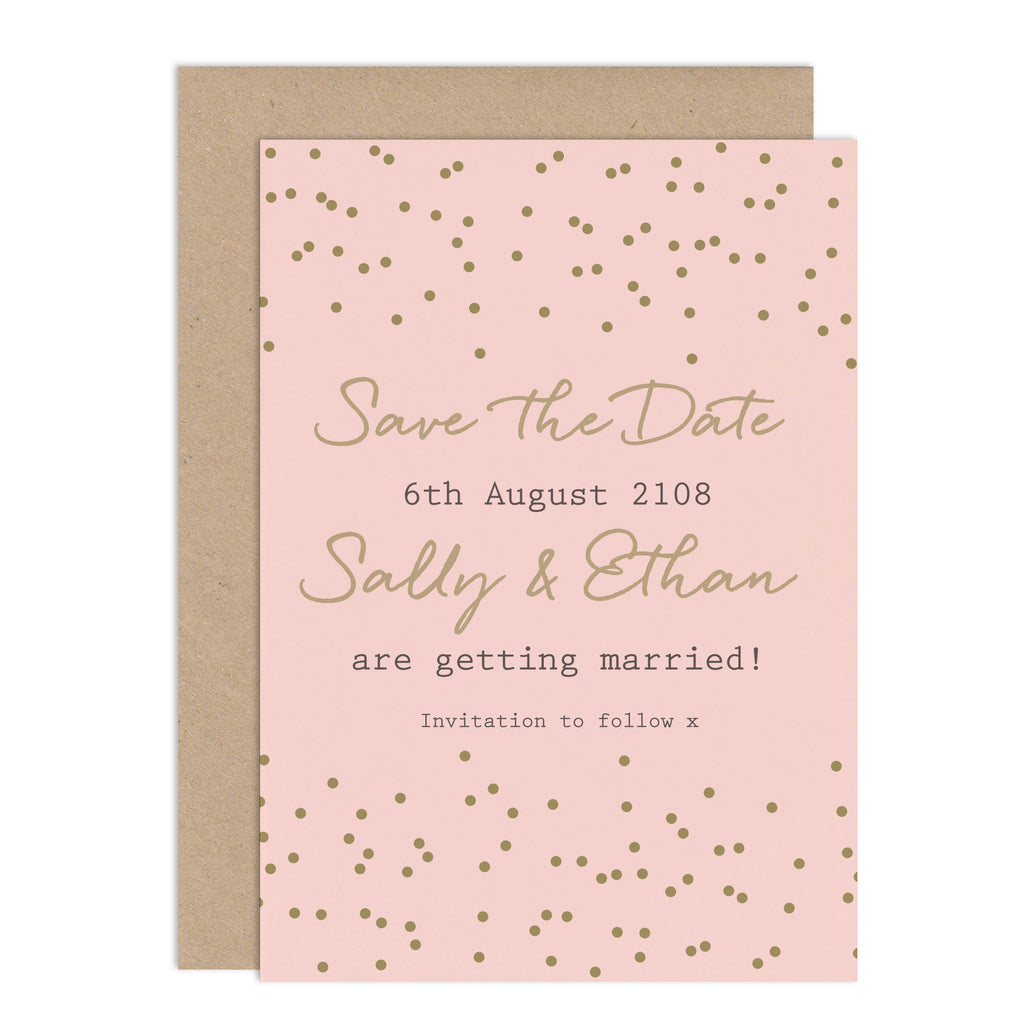 Confetti Wedding Save The Date Card - Russet and Gray