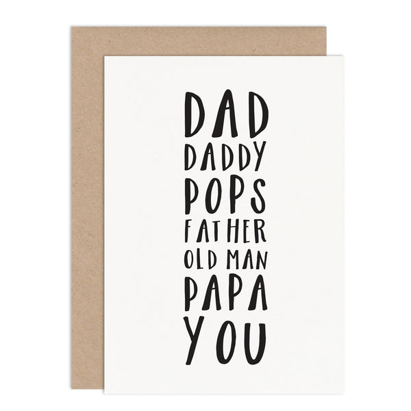 Dad's Names Father's Day Card - Russet and Gray