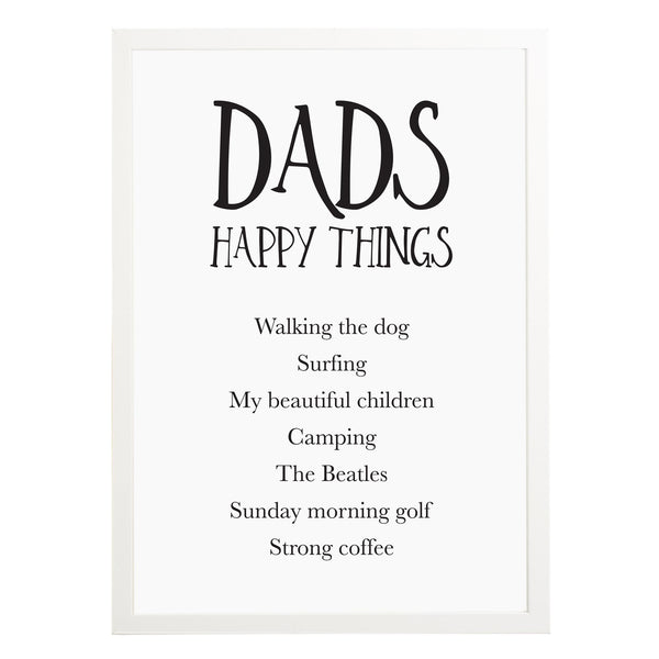 Dad’s Happy Things Print - Russet and Gray