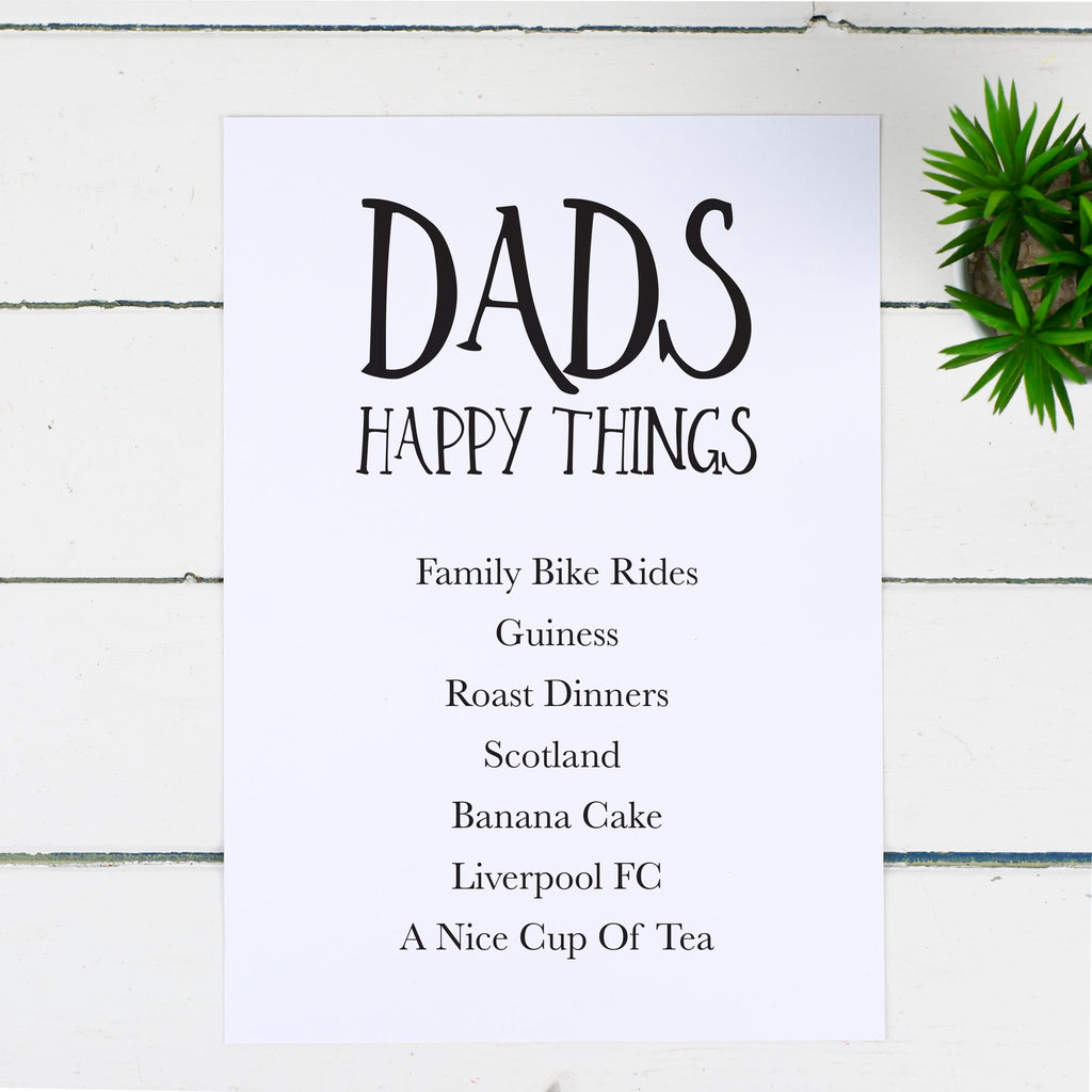Dad’s Happy Things Print - Russet and Gray