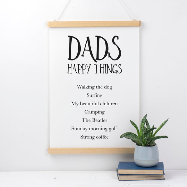 Dad’s Happy Things Print - Russet and Gray