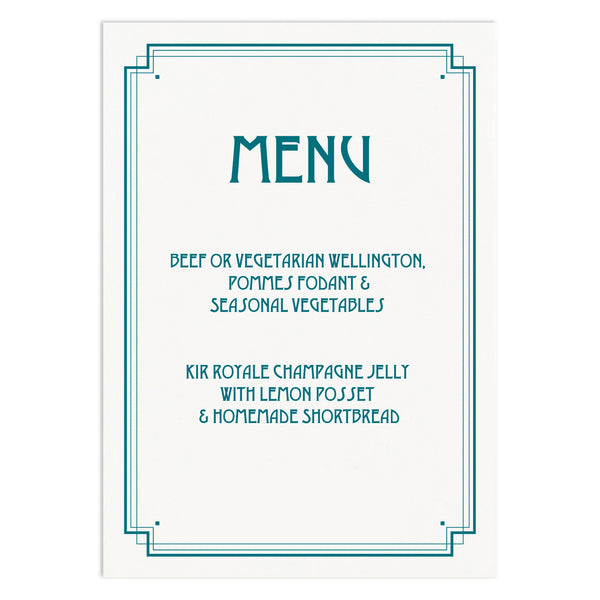 Art Deco Wedding Menu