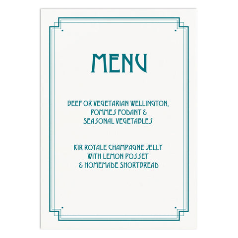 Art Deco Wedding Menu