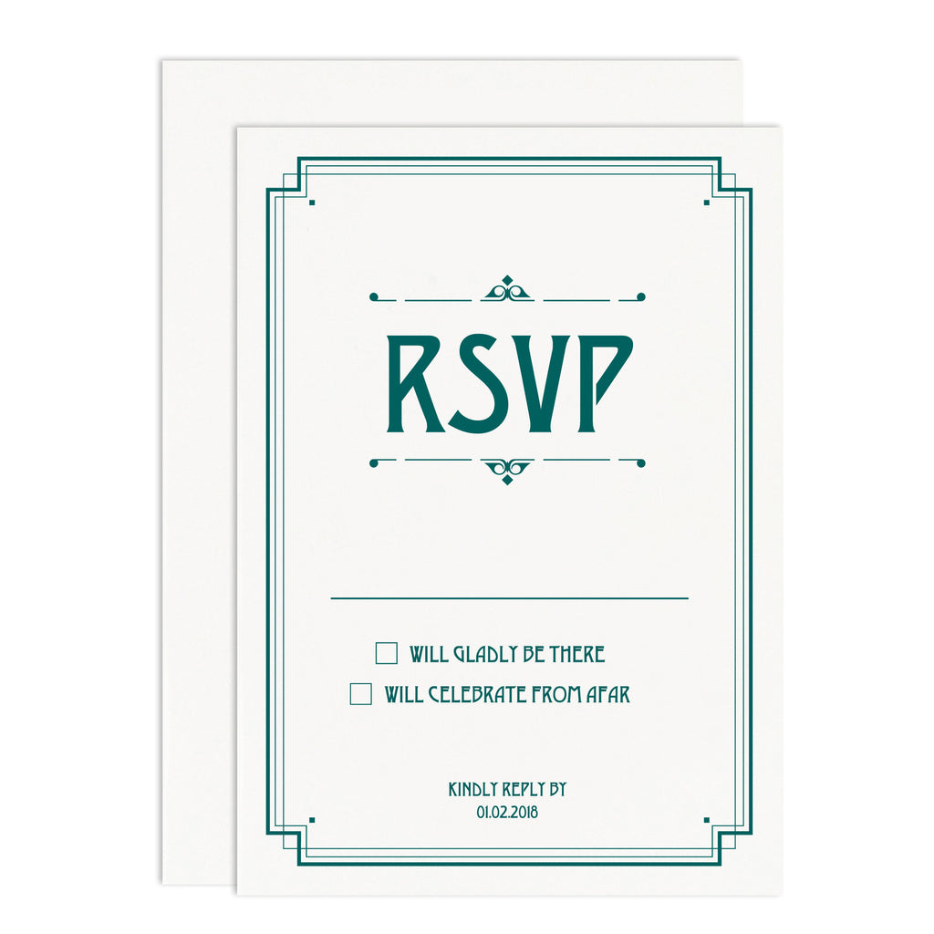Deco RSVP Card - Russet and Gray