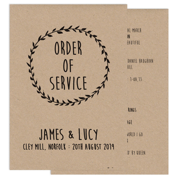 Enchanted Forest Wedding Order Of Service Card