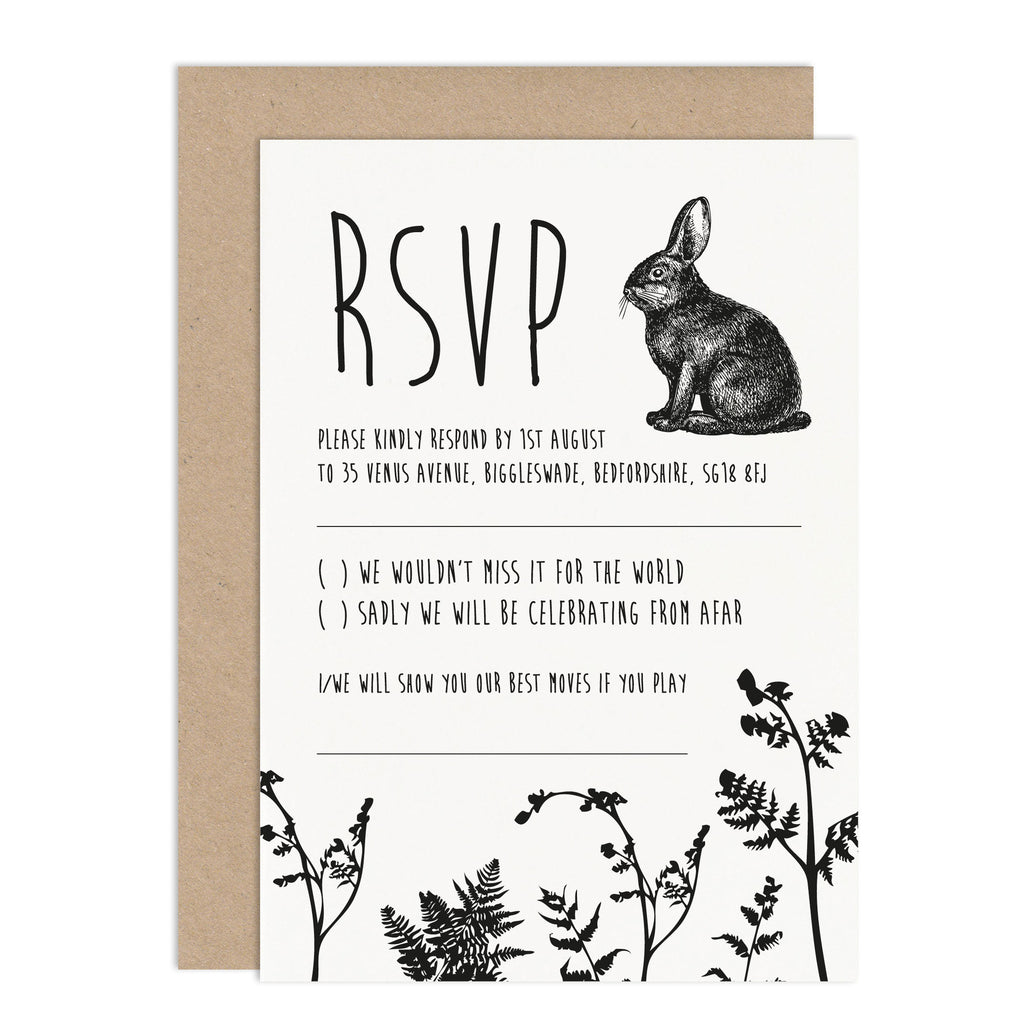 Enchanted Forest RSVP Card - Russet and Gray