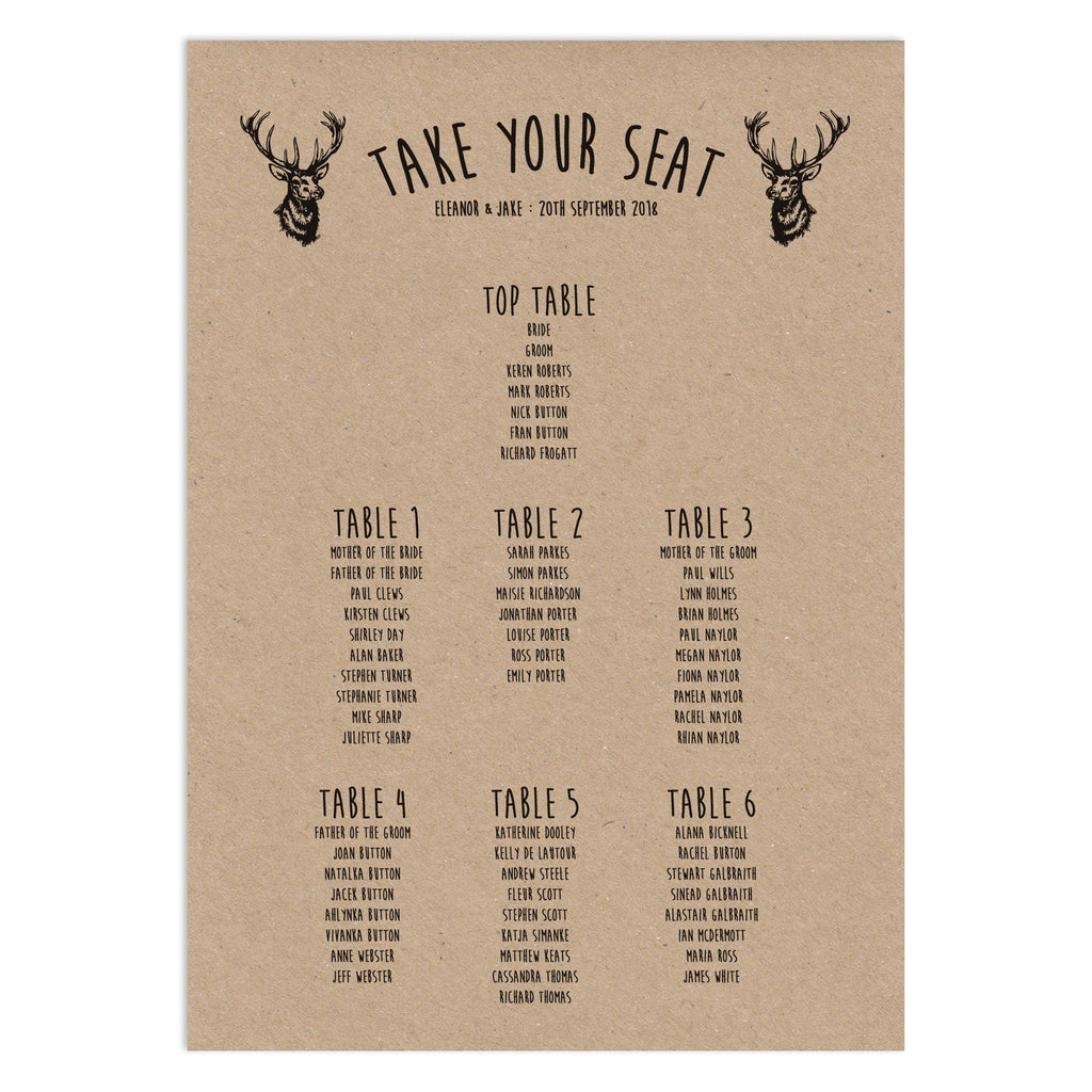 Enchanted Forest Table Plan - Russet and Gray