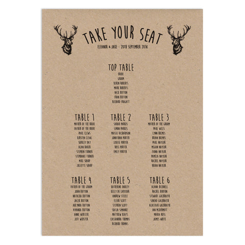 Enchanted Forest Table Plan - Russet and Gray