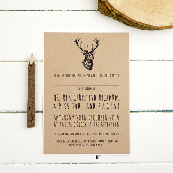 Enchanted Forest Wedding Invitations - Russet and Gray