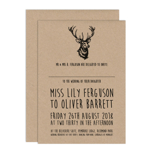 Enchanted Forest Wedding Invitations - Russet and Gray