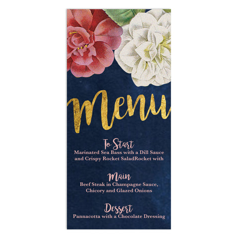 Floral English Garden Wedding Menu