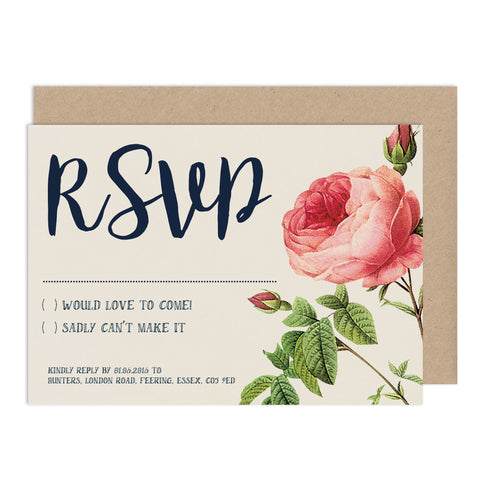 English Garden RSVP Card - Russet and Gray
