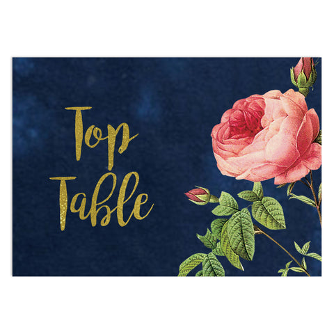 English Garden Floral Wedding Table Number Cards