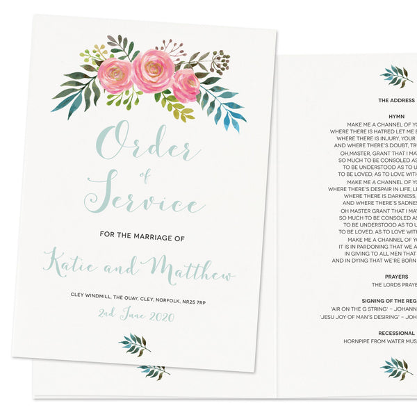 Floral Wedding Order Of Service Booklet