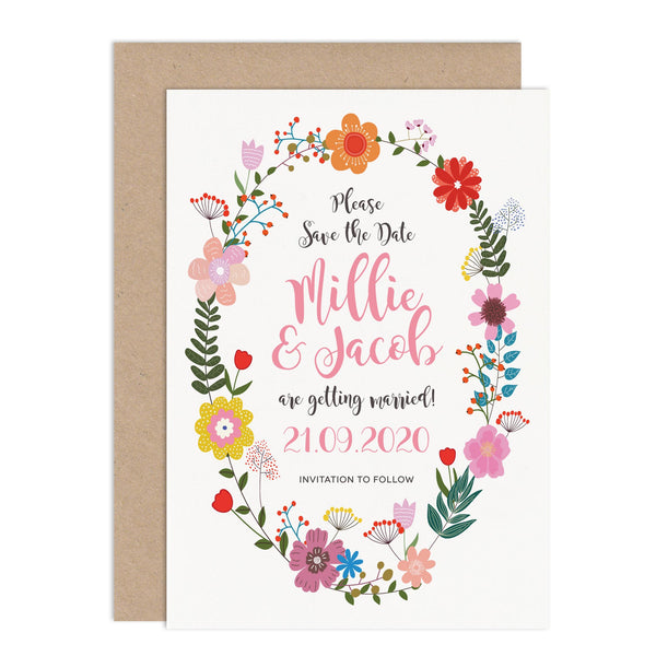 Floral Border Wedding Save The Date Card