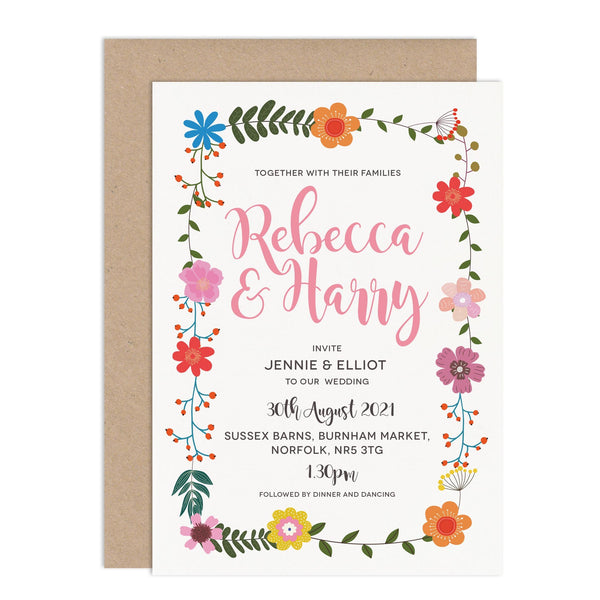 Floral Border Wedding Invitation