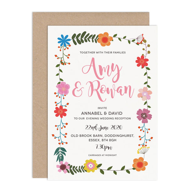 Floral Border Wedding Invitation