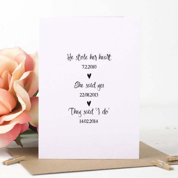 Personalised Dates Card - Russet and Gray
