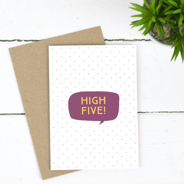 High Five Congratulations Card - Russet and Gray