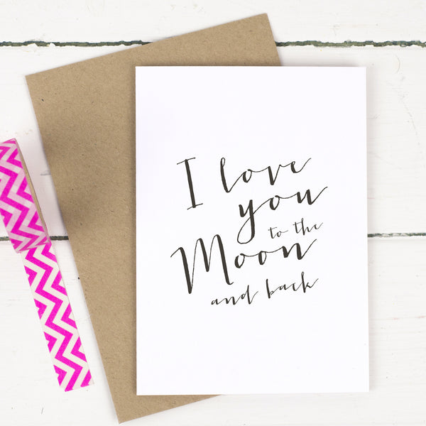 I Love You To The Moon & Back Card - Russet and Gray