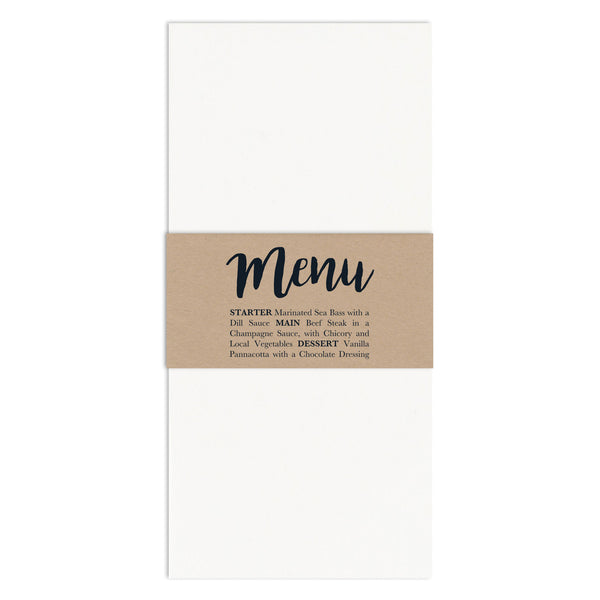 Kraft Menu Napkin Wrap - Russet and Gray