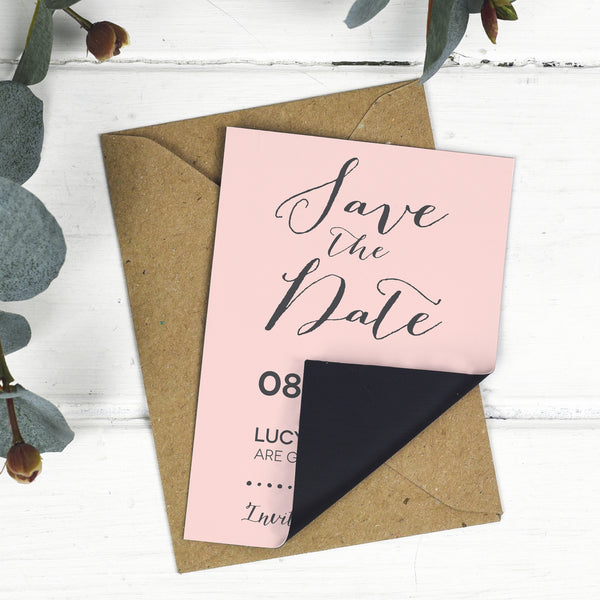 Modern Calligraphy Wedding Save The Date Magnet - Russet and Gray