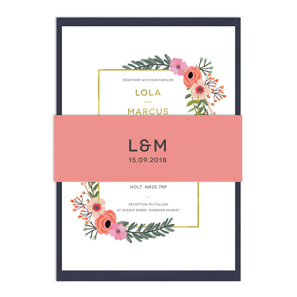 Modern Botanical Wedding Stationery Belly Band