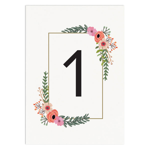 Modern Botanical Wedding Table Number Cards