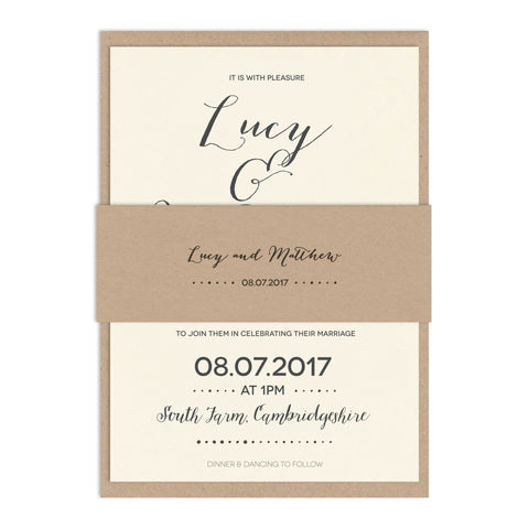 Modern Calligraphy Belly Band - Russet and Gray