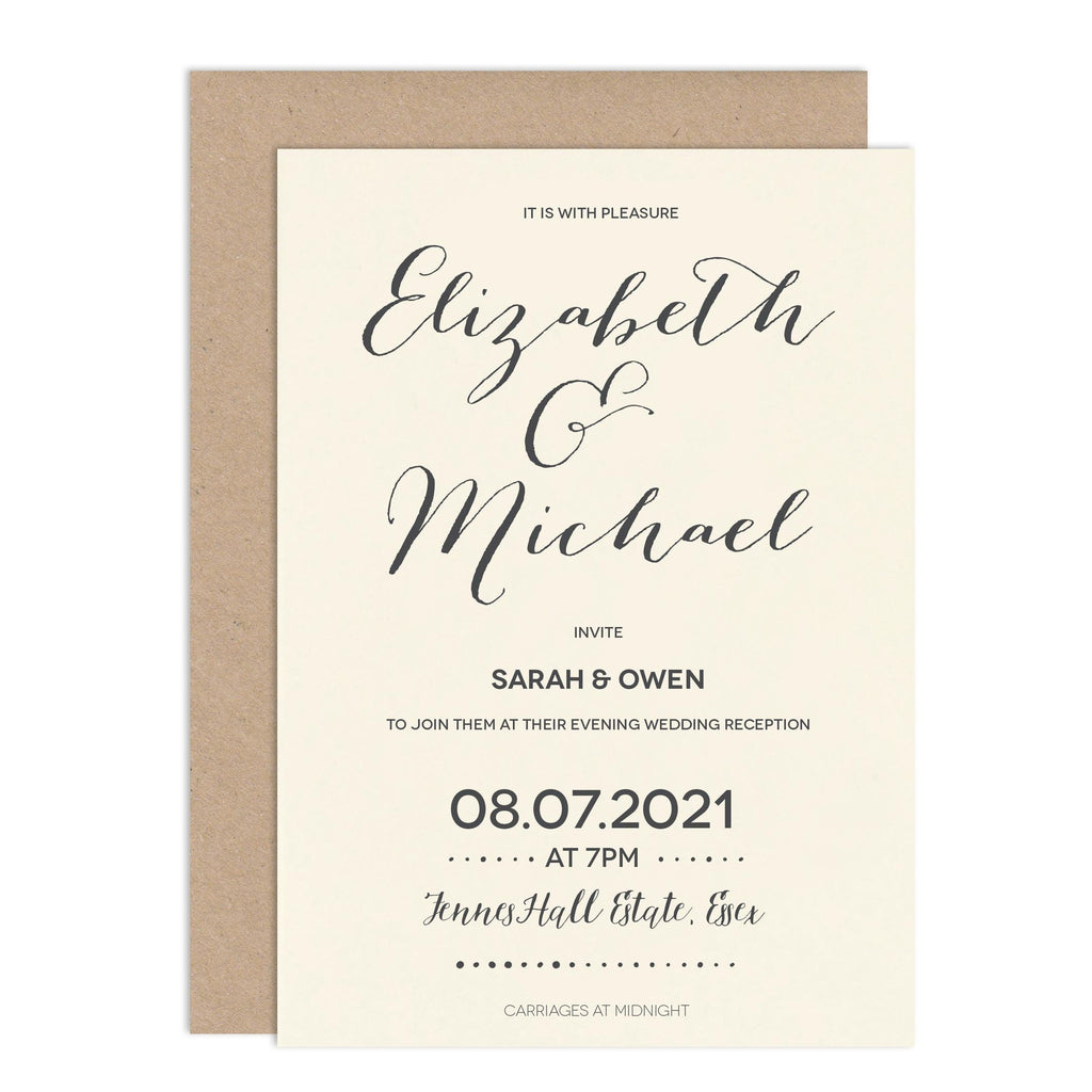 Calligraphy shop wedding invitations