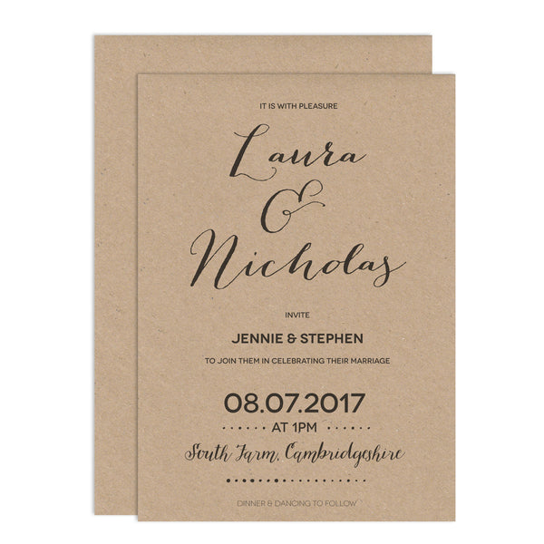 Modern Calligraphy Wedding Invitations - Russet and Gray