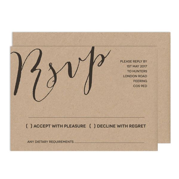 Modern Calligraphy RSVP Card - Russet and Gray