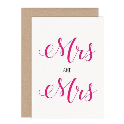 Mrs & Mrs Wedding Card - Russet and Gray