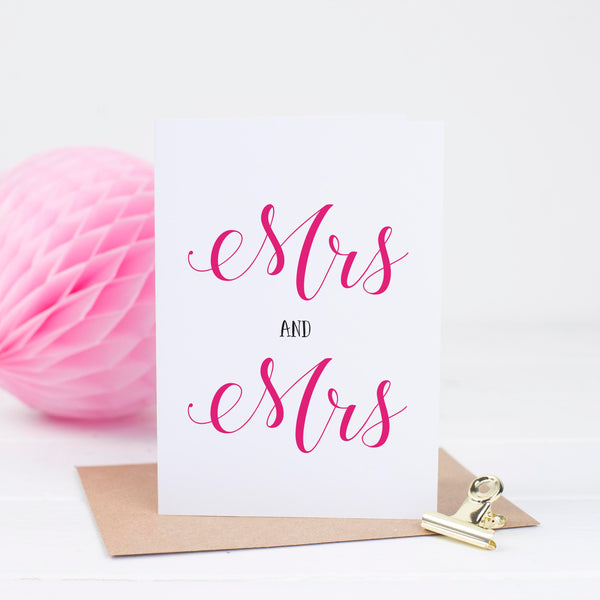 Mrs & Mrs Wedding Card - Russet and Gray