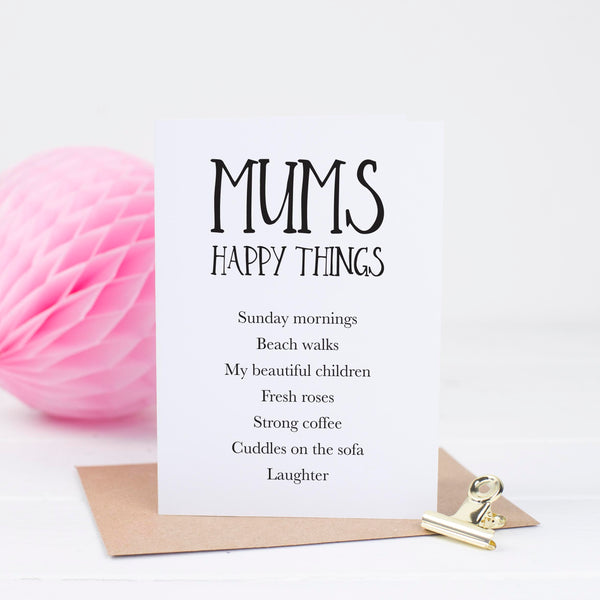 Mum’s Happy Things Card - Russet and Gray