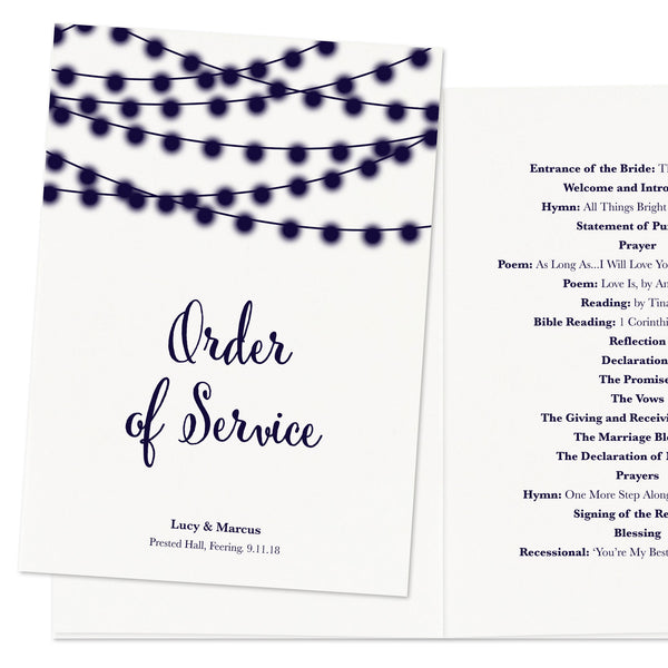 Nightgarden Wedding Order Of Service Booklet